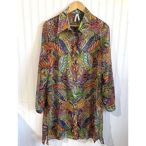 LIVE 4 TRUTH Tunic Top‎ Womens L Colorful Paisley Semi Sheer Beach Coverup Artsy